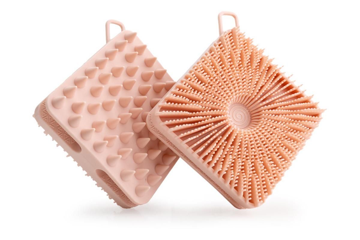 Dual Sided 2 In 1 Silicone Body Shower Scrubber Body Brush Buffer Scrubber - Pink - Image 2