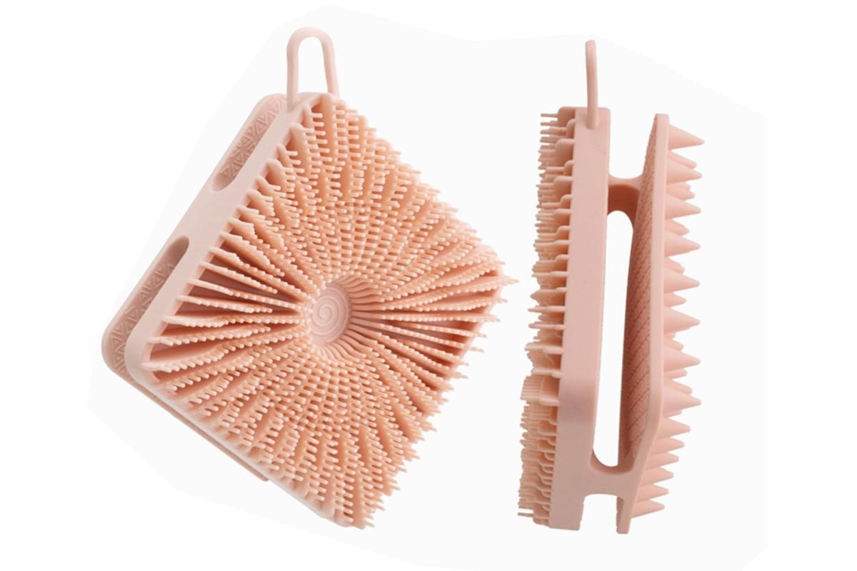 Dual Sided 2 In 1 Silicone Body Shower Scrubber Body Brush Buffer Scrubber - Pink - Image 3
