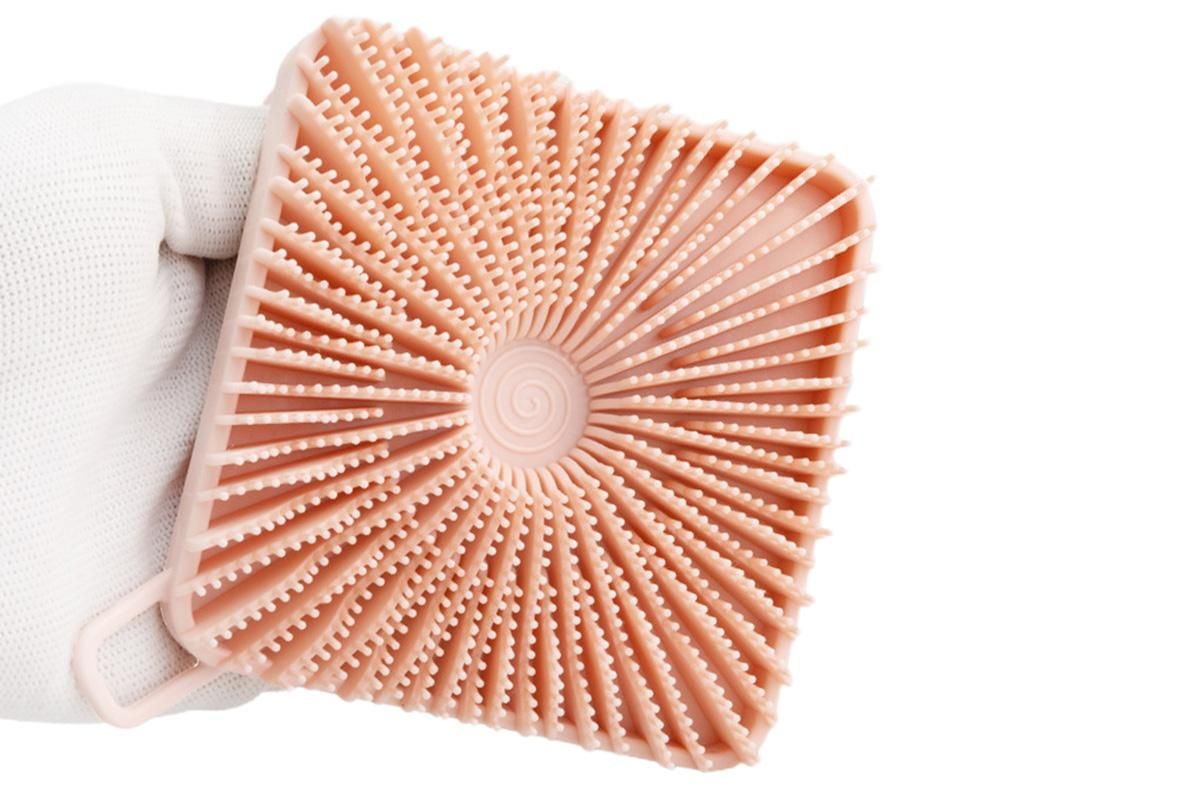 Dual Sided 2 In 1 Silicone Body Shower Scrubber Body Brush Buffer Scrubber - Pink - Image 4