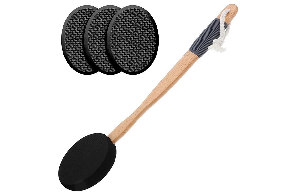 Back and Foot Lotion Applicator with 4 Replacement Pads Sunscreen Applicator Tool - Black - Image 3
