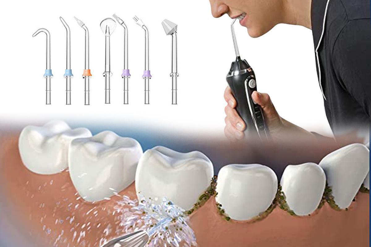 Cordless Electric Water Flosser Dental Oral Irrigator Water Teeth Cleaner Picks for Home Travel with 7 Jet Tips Dental Care -Black - Image 2