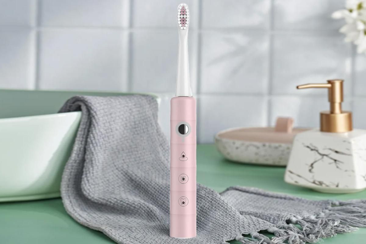 Electric Toothbrush for Adults Powerful Sonic Toothbrush 6 Modes with 4 Replacement Brush Heads - Pink - Image 2