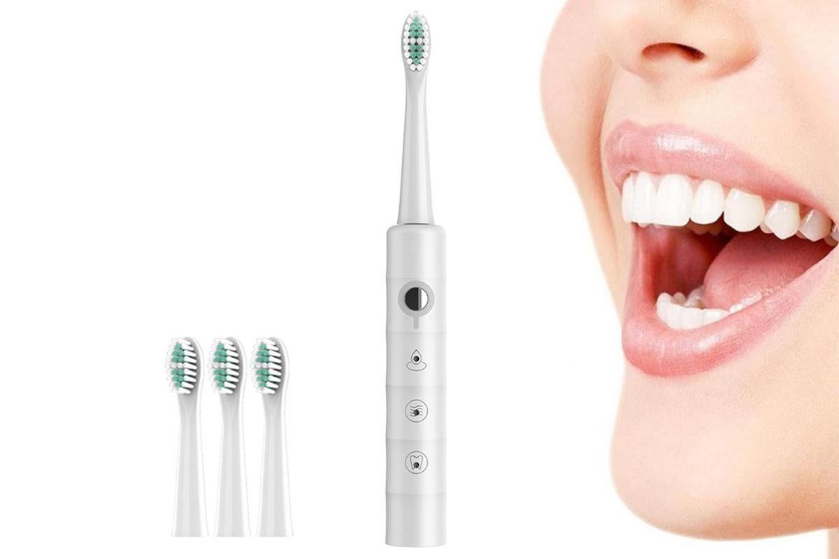 Electric Toothbrush for Adults Powerful Sonic Toothbrush 6 Modes with 4 Replacement Brush Heads - White - Image 1