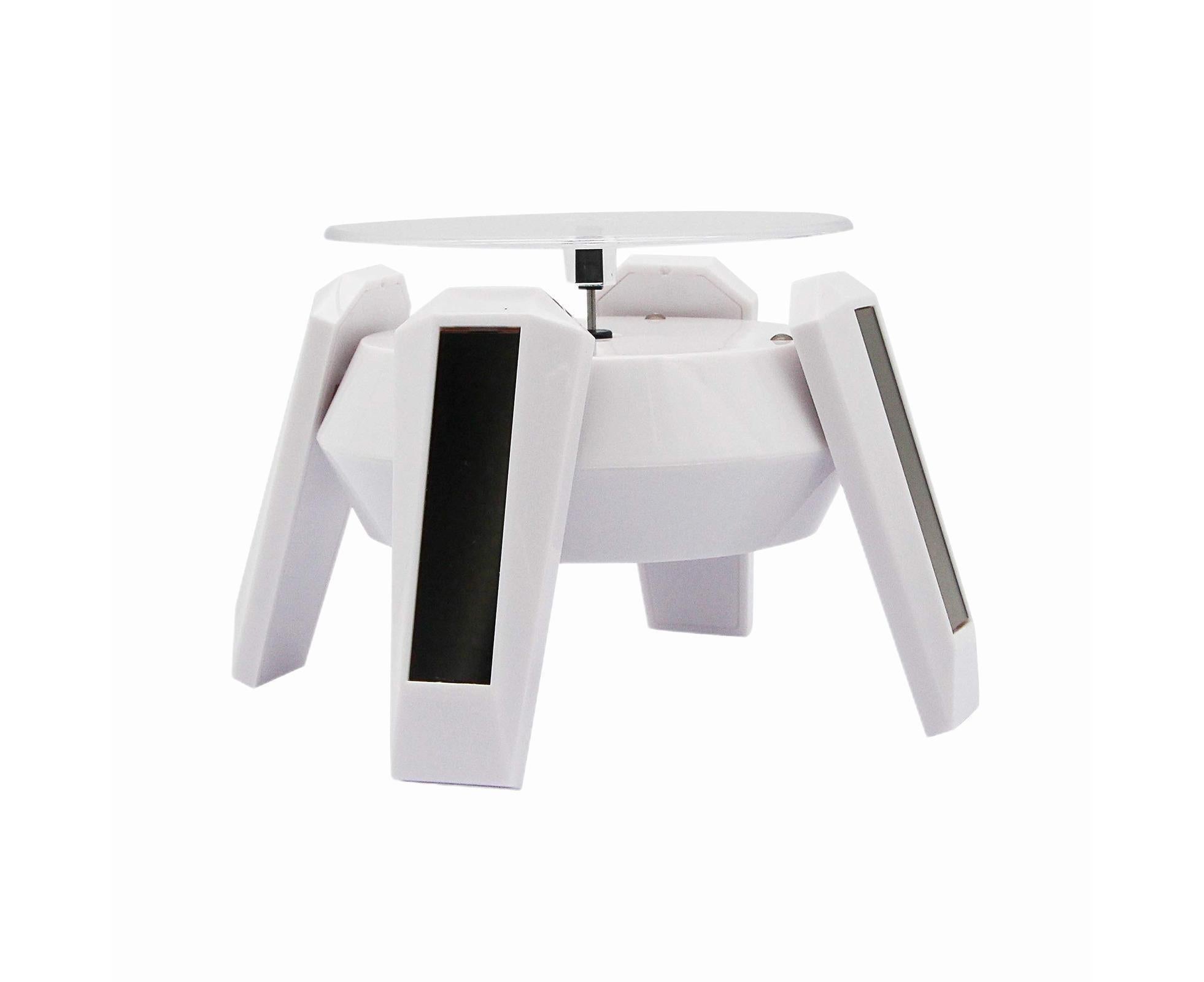 360-Degree Rotating Solar Display Stand Turntable Phone Holder with LED Light-White - Image 1