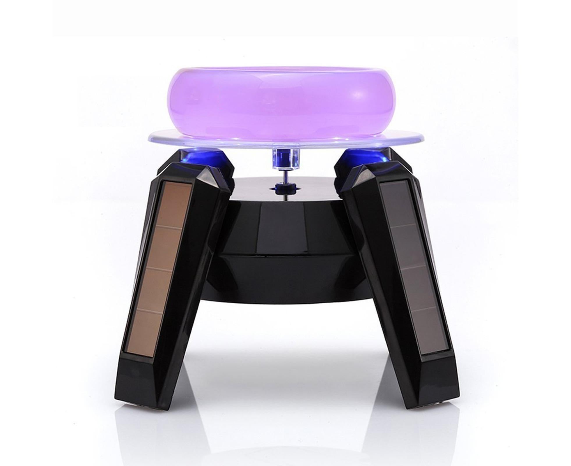 360-Degree Rotating Solar Display Stand Turntable Phone Holder with LED Light-White - Image 3