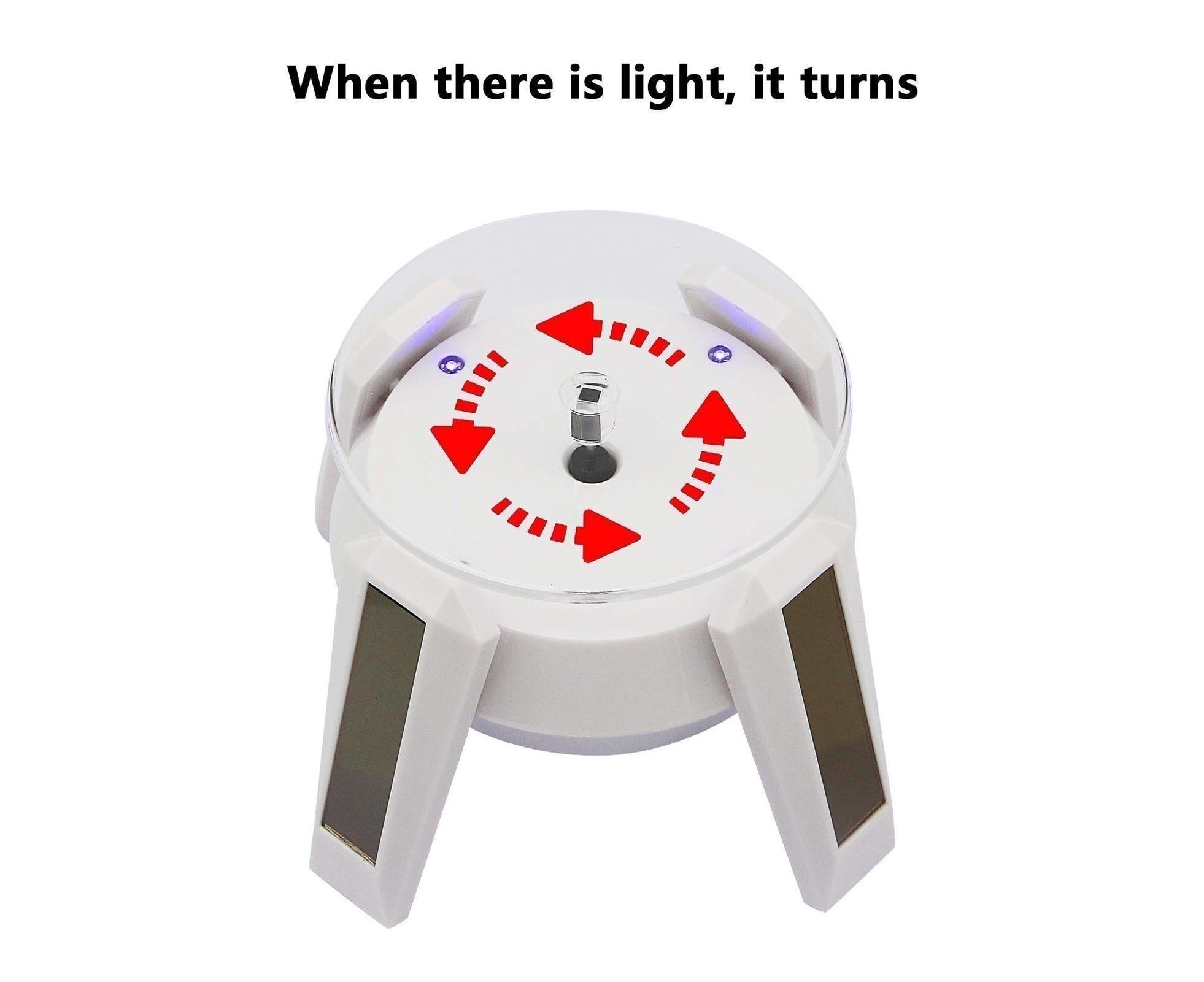 360-Degree Rotating Solar Display Stand Turntable Phone Holder with LED Light-White - Image 6