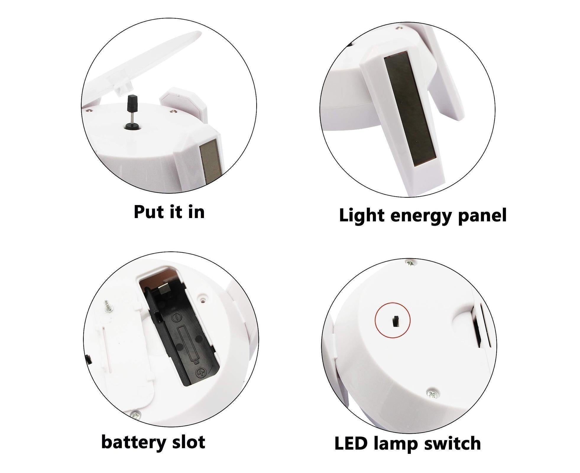 360-Degree Rotating Solar Display Stand Turntable Phone Holder with LED Light-White - Image 7