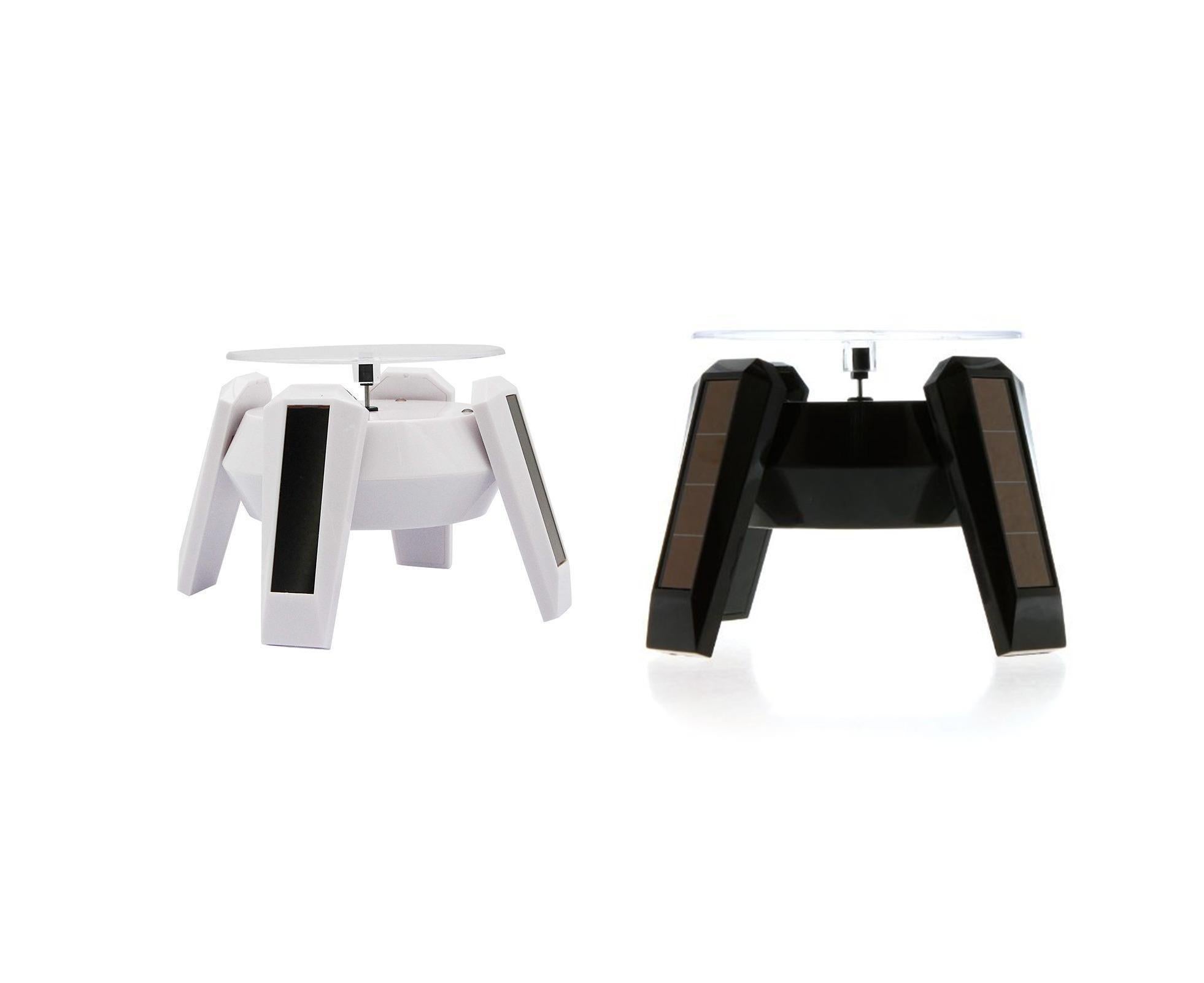 360-Degree Rotating Solar Display Stand Turntable Phone Holder with LED Light-White - Image 8