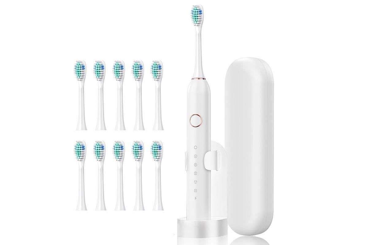 22000 VPM Electric Toothbrush for Adults with 10 Brush Heads and 6 Modes Toothbrush Sets - White - Image 2