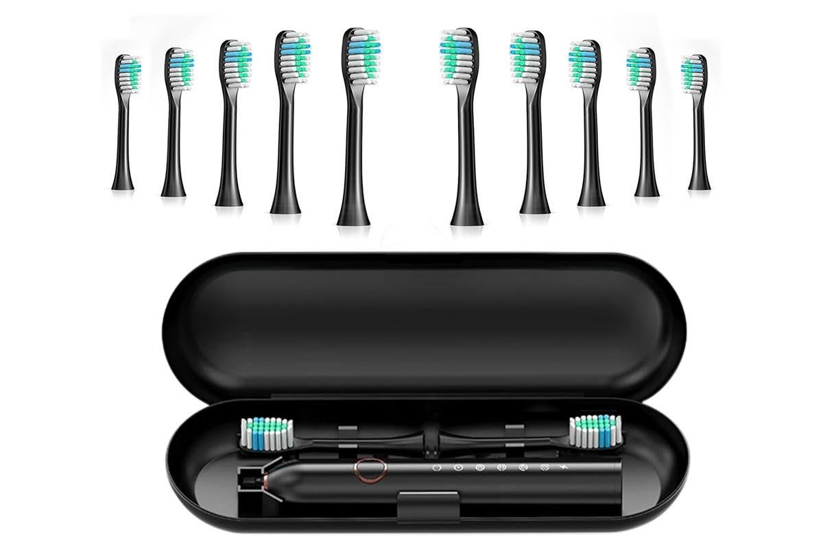 22000 VPM Electric Toothbrush for Adults with 10 Brush Heads and 6 Modes Toothbrush Sets - Black - Image 3