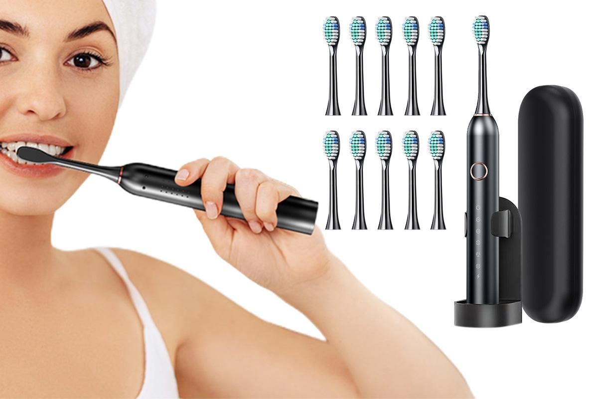 22000 VPM Electric Toothbrush for Adults with 10 Brush Heads and 6 Modes Toothbrush Sets - Pink - Image 6