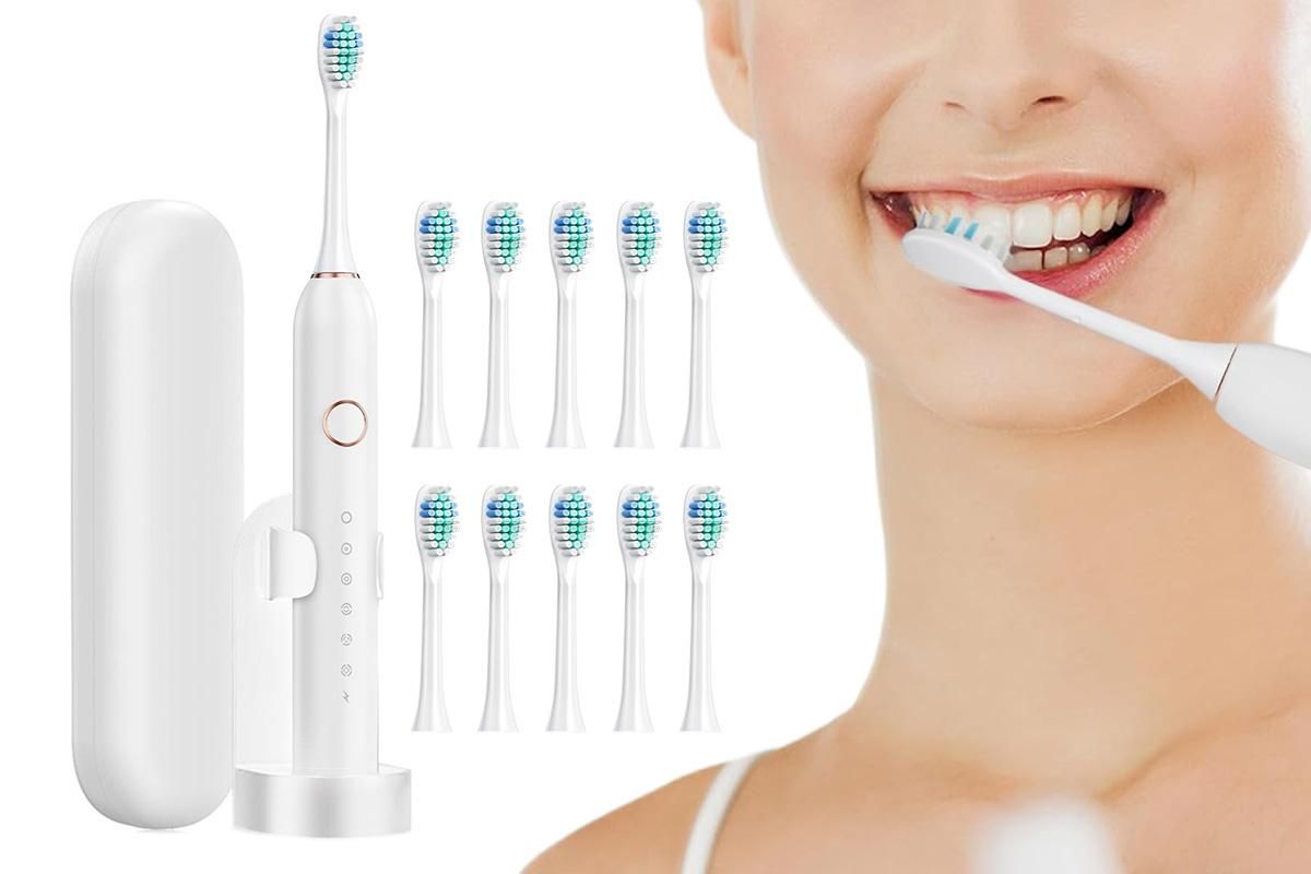 22000 VPM Electric Toothbrush for Adults with 10 Brush Heads and 6 Modes Toothbrush Sets - Pink - Image 7