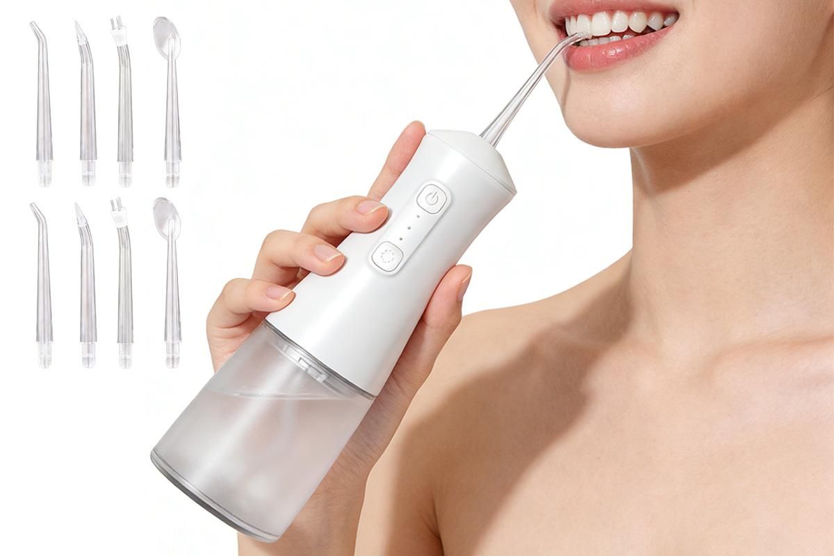 Cordless Rechargeable Portable Water Flosser for Teeth Gums Braces Care and Travel with 8 Flossing Tips - Image 1