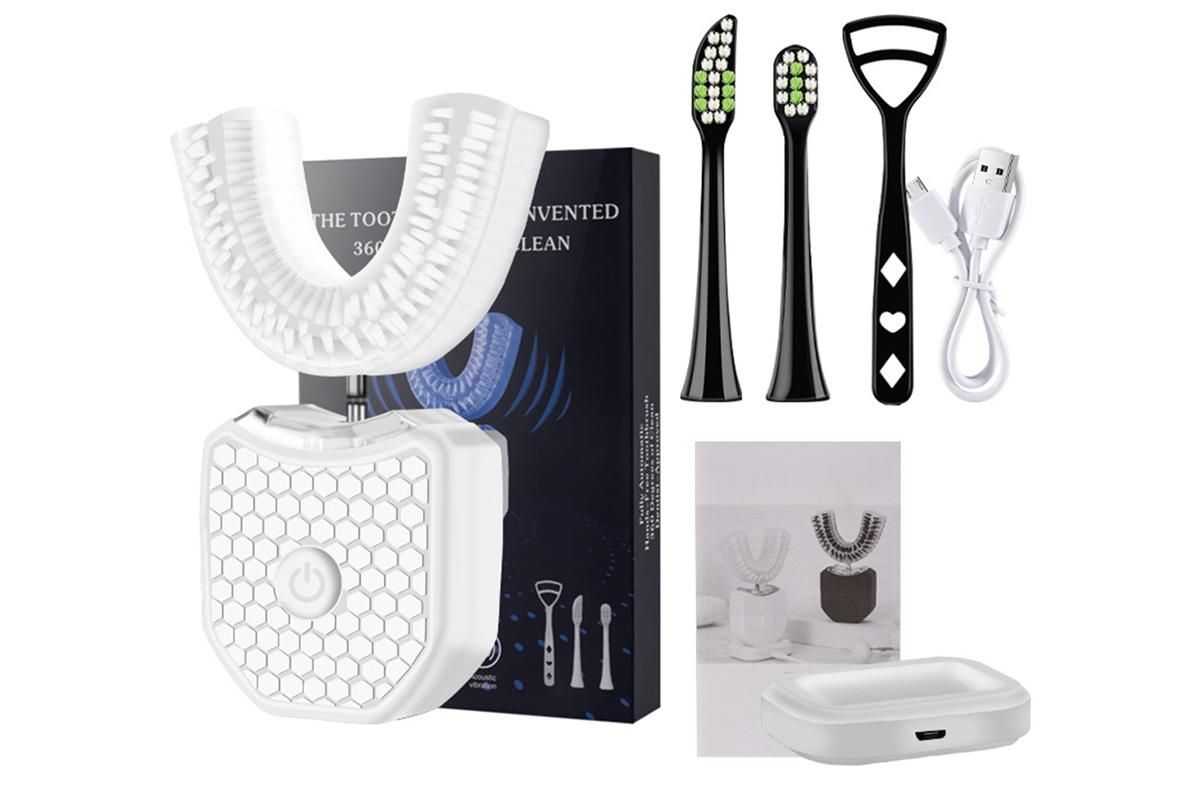 Rechargeable U-Shaped Electric Toothbrush Set for Daily Oral Care - White - Image 5