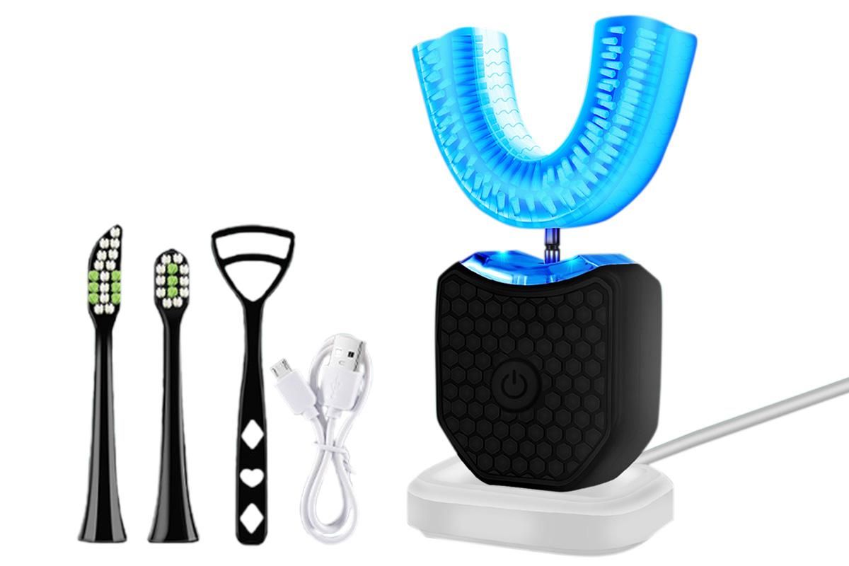 Rechargeable U-Shaped Electric Toothbrush Set for Daily Oral Care - Black - Image 1