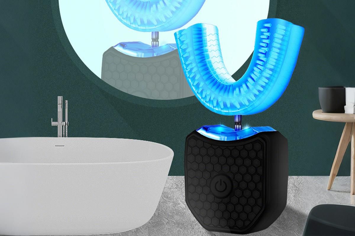 Rechargeable U-Shaped Electric Toothbrush Set for Daily Oral Care - Black - Image 2