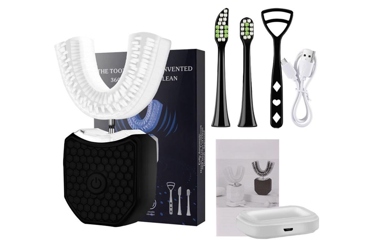 Rechargeable U-Shaped Electric Toothbrush Set for Daily Oral Care - Black - Image 5