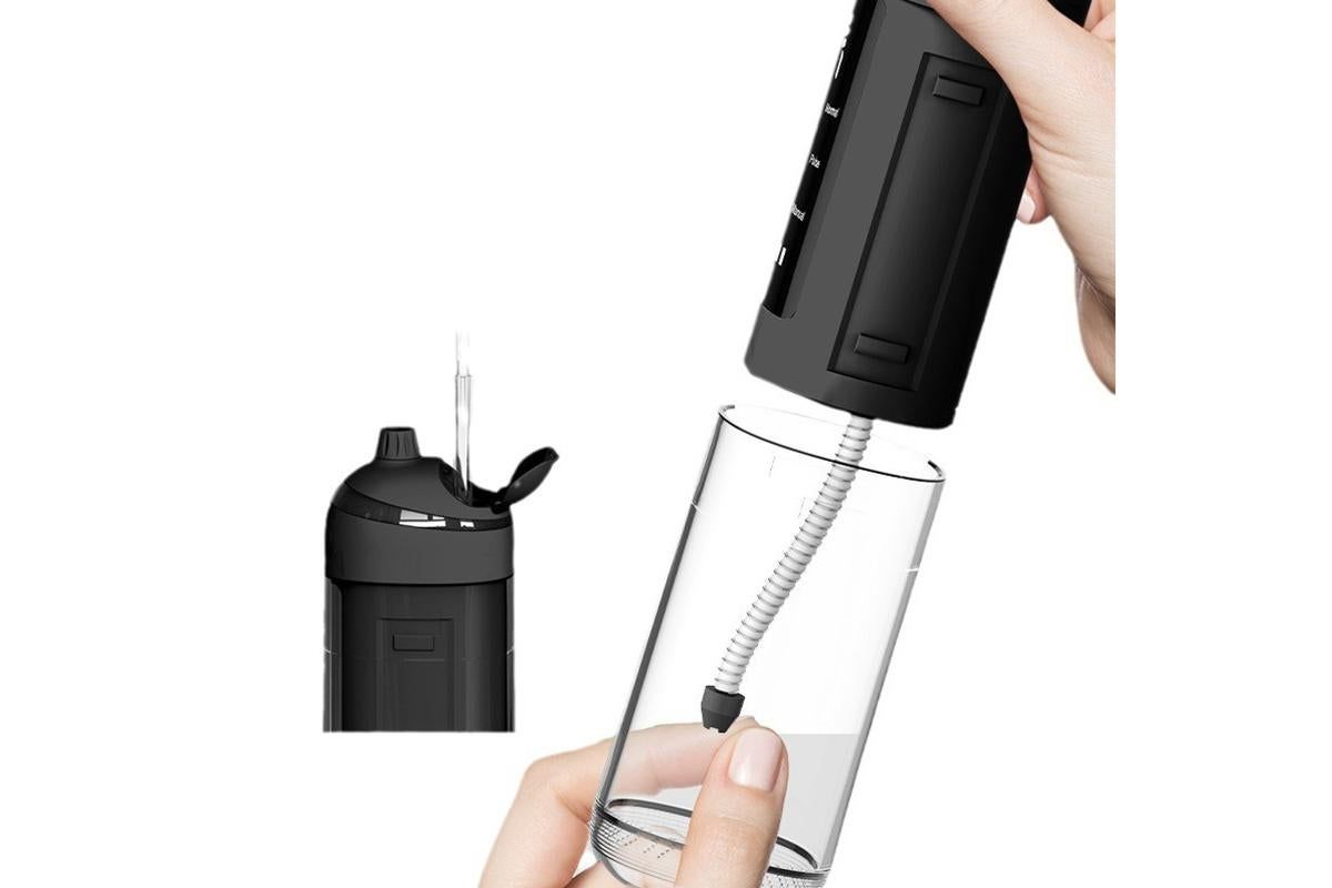 Water Dental Flosser Teeth Portable Cordless Oral Irrigator 180ML Rechargeable Travel Irrigation Cleaner IPX7 Waterproof Electric Flossing Machine - Black - Image 4