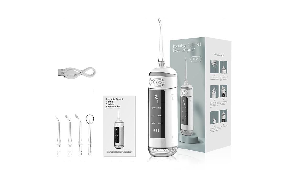 Water Dental Flosser Teeth Portable Cordless Oral Irrigator 180ML Rechargeable Travel Irrigation Cleaner IPX7 Waterproof Electric Flossing Machine - White - Image 1