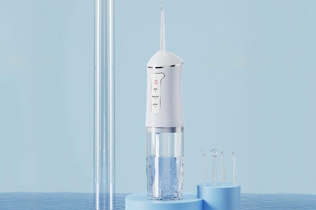 Cordless Portable Electric Water Flosser Teeth Cleaner Floss Irrigator With 4 Jet Tips - White - Image 3