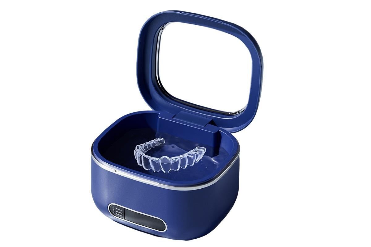 Ultrasonic Retainer Cleaner Machine 50kHz Ultrasonic Dentures Cleaner for Night Guards Braces Aligner Toothbrush Jewelry and More - Blue - Image 1