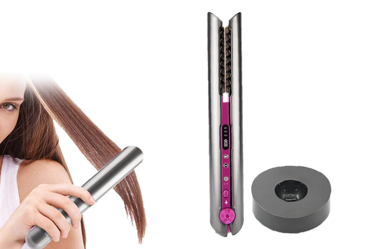 2-in-1 Rechargeable Cordless Flat Iron Hair Straightener Hair Curler - Image 1