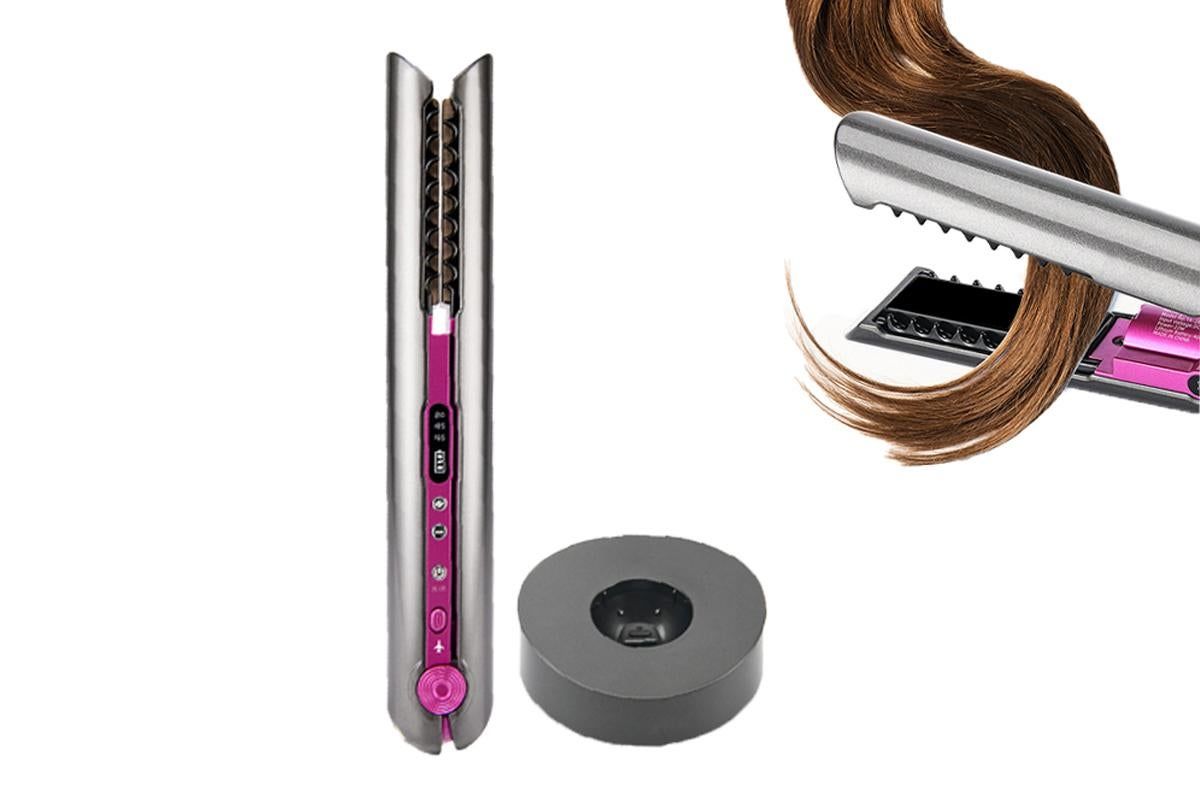 2-in-1 Rechargeable Cordless Flat Iron Hair Straightener Hair Curler - Image 2