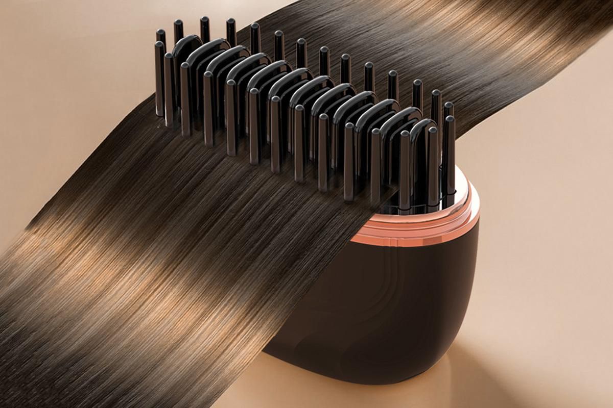 Mini Hair Straightener Rechargeable Wireless Portable Hair Comb for Women - Black - Image 3