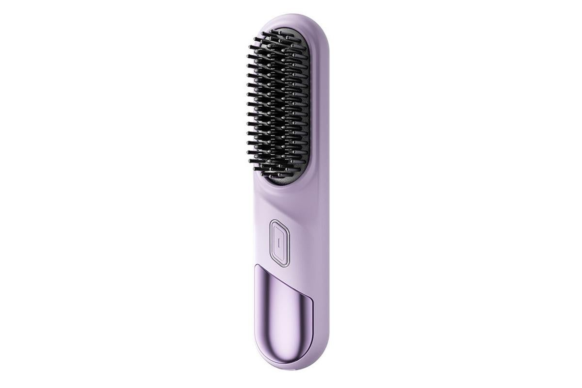 Portable Cordless Heated Straightening Brush for Travel Cordless Hair Straightener Brush Comb Straightener for Women -Purple - Image 2