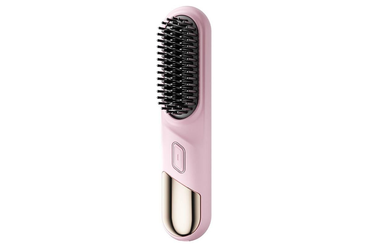 Portable Cordless Heated Straightening Brush for Travel Cordless Hair Straightener Brush Comb Straightener for Women -Pink - Image 2