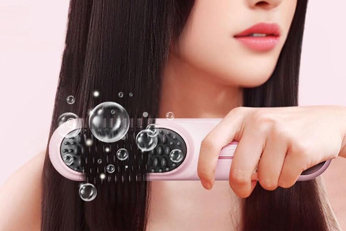 Portable Cordless Heated Straightening Brush for Travel Cordless Hair Straightener Brush Comb Straightener for Women -Pink - Image 3