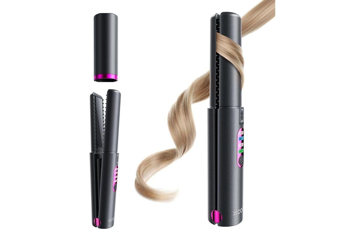 Cordless Hair Straightener and Curler 2 in 1 Mini Ceramic Flat Iron for Travel - Image 1