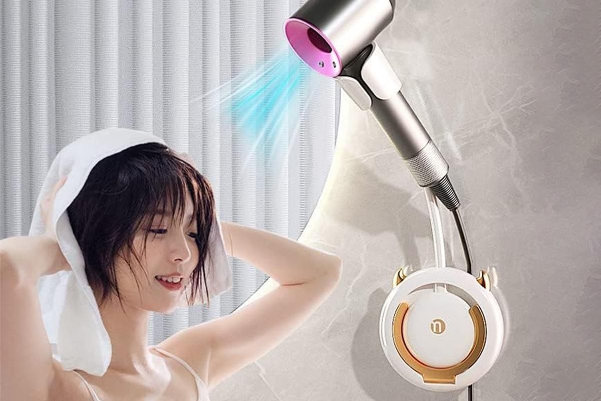 Hands-Free Hair Dryer Holder Adjustable Lazy Bracket -White-gold - Image 3