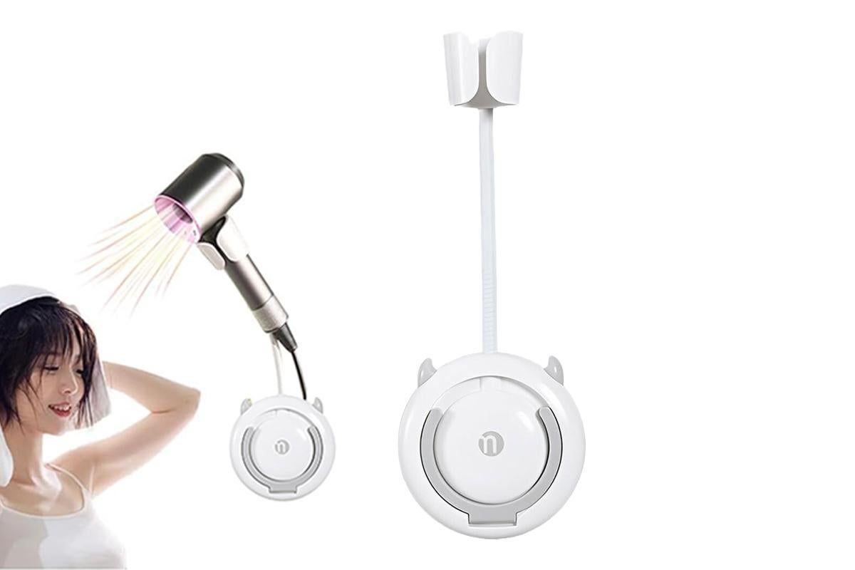 Hands-Free Hair Dryer Holder Adjustable Lazy Bracket -White-gray - Image 1