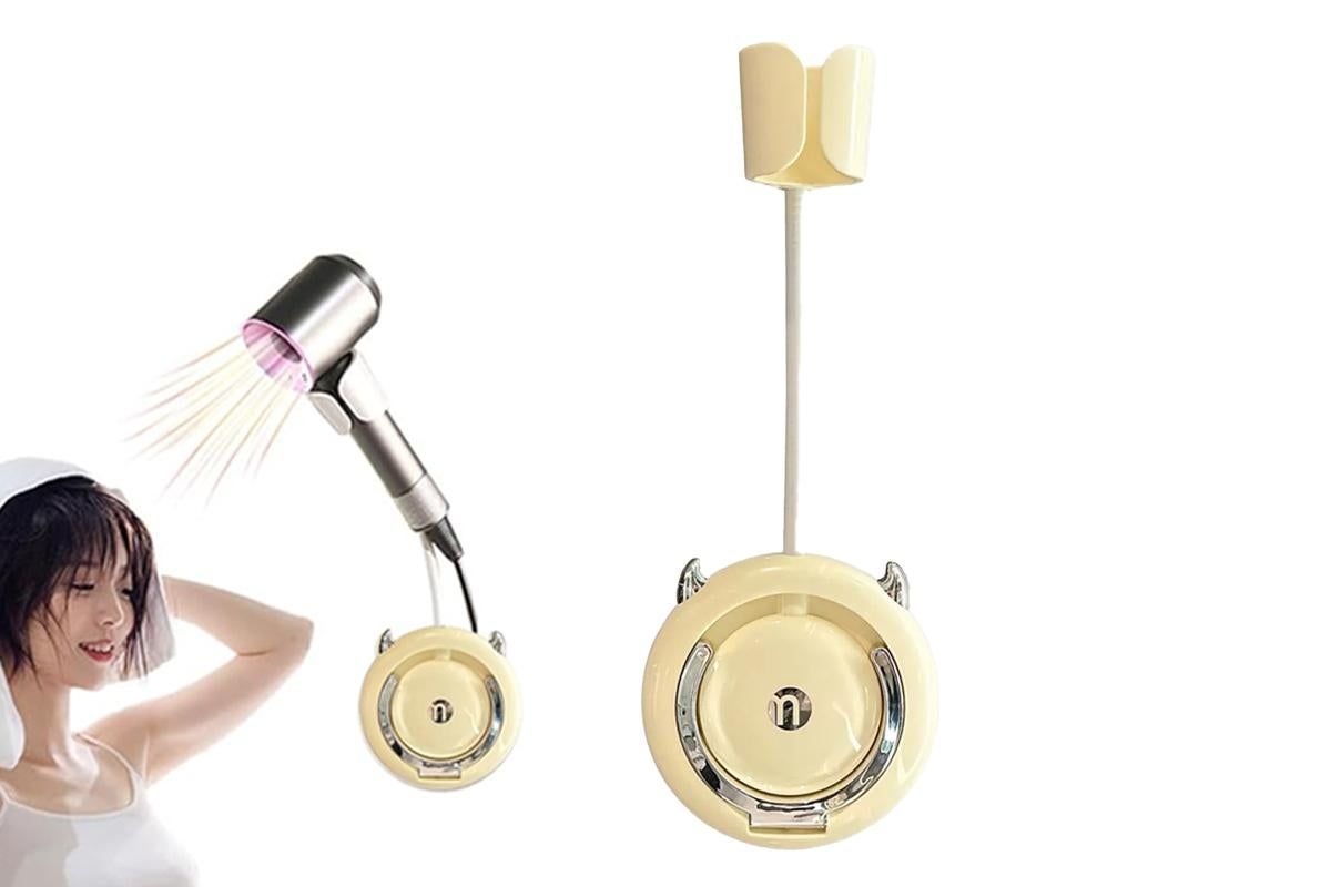 Hands-Free Hair Dryer Holder Adjustable Lazy Bracket -Yellow-silver - Image 1