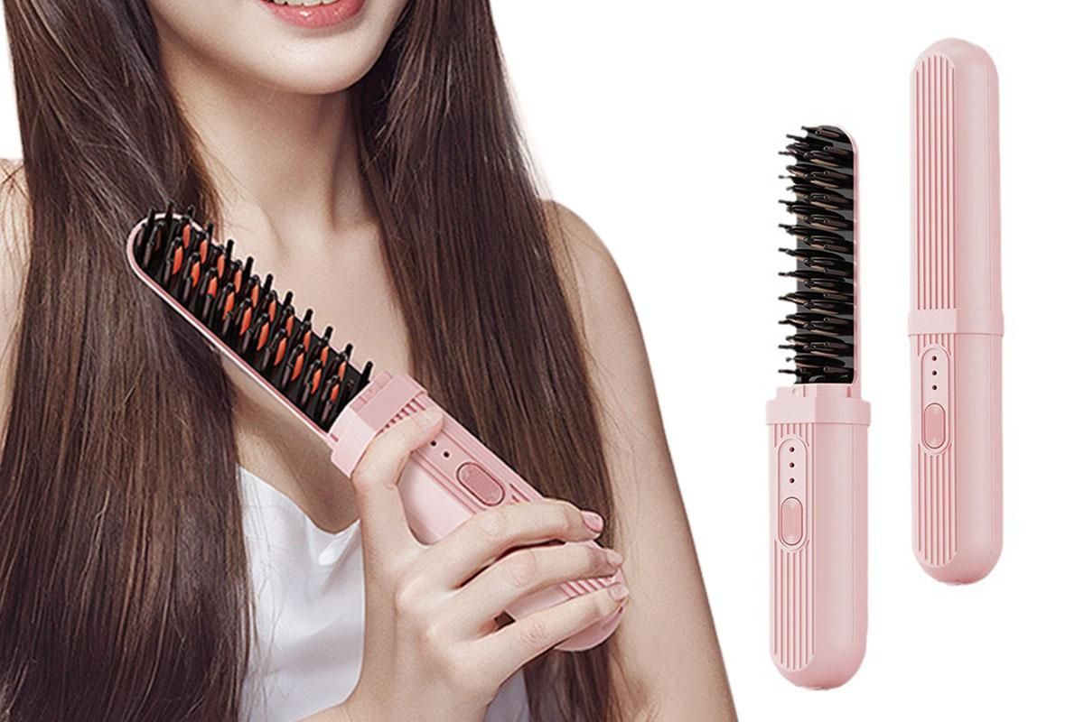 Hair Straightening Comb Negative Ion Heated Straightener Brush Curler - Image 1