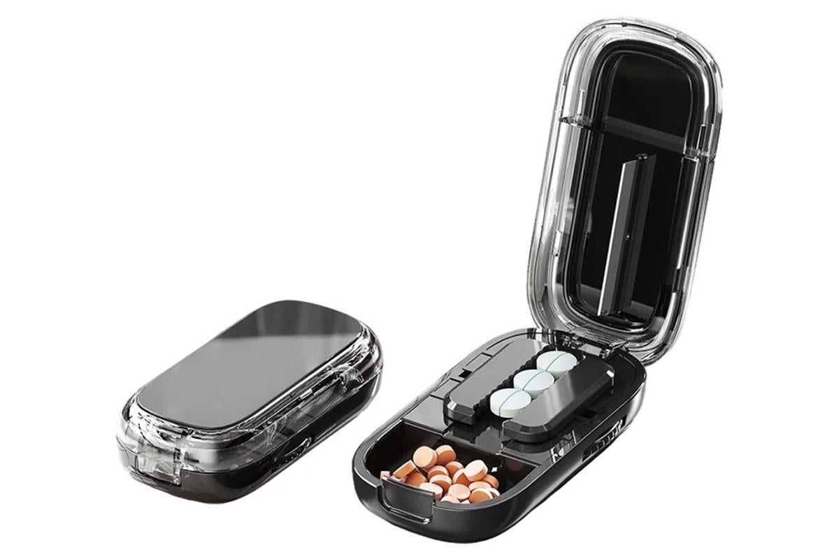 Pill Cutter Pill Splitter for Small and Tiny Pills 1/2 Adjustable Pill Organizer - Black 1/2 Pill Cutter - Image 1