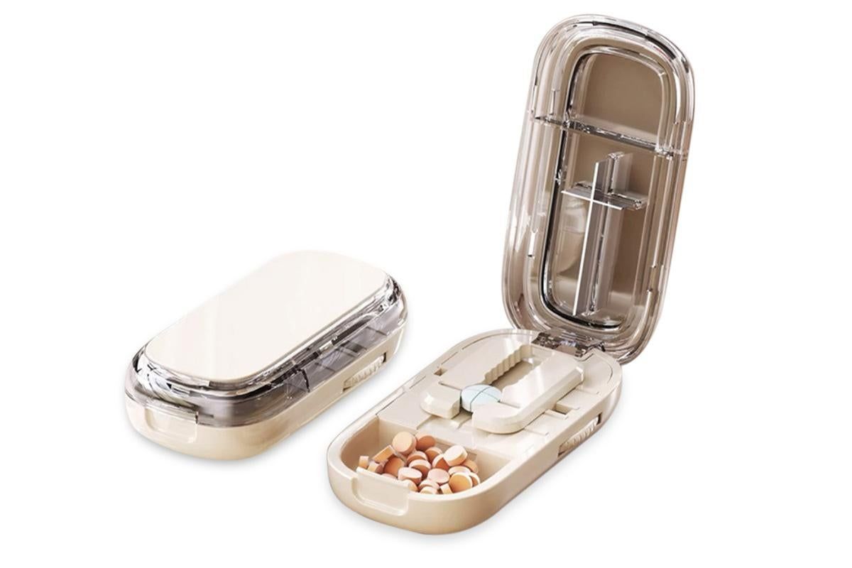 Pill Cutter Pill Splitter for Small and Tiny Pills 1/2 Adjustable Pill Organizer - Beige 1/2 and 1/4 Pill Cutter - Image 1