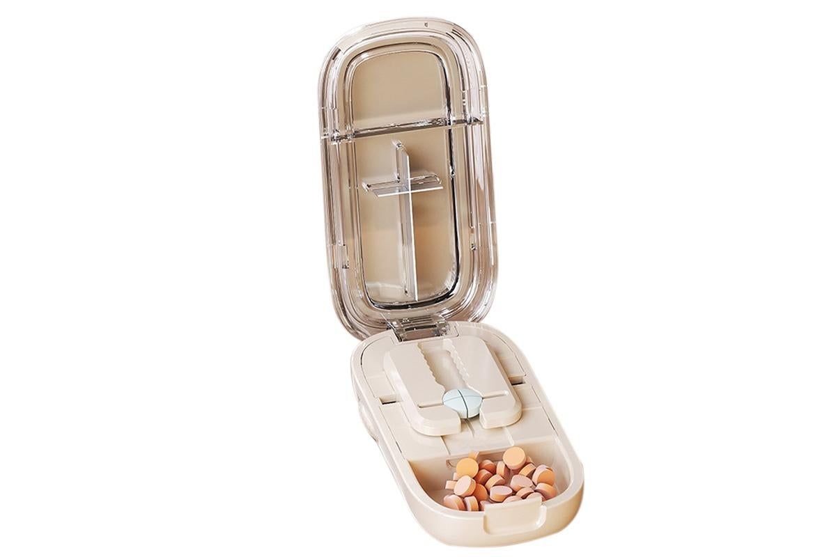 Pill Cutter Pill Splitter for Small and Tiny Pills 1/2 Adjustable Pill Organizer - Beige 1/2 and 1/4 Pill Cutter - Image 2