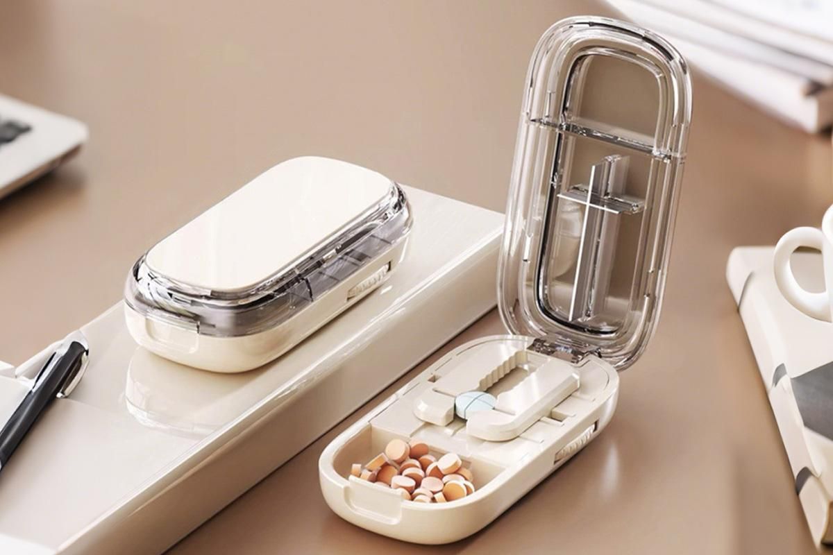 Pill Cutter Pill Splitter for Small and Tiny Pills 1/2 Adjustable Pill Organizer - Beige 1/2 and 1/4 Pill Cutter - Image 5