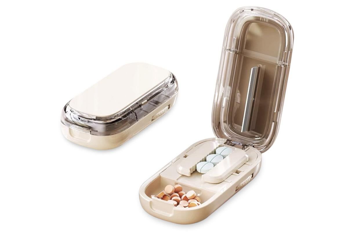 Pill Cutter Pill Splitter for Small and Tiny Pills 1/2 Adjustable Pill Organizer - Beige 1/2 Pill Cutter - Image 1
