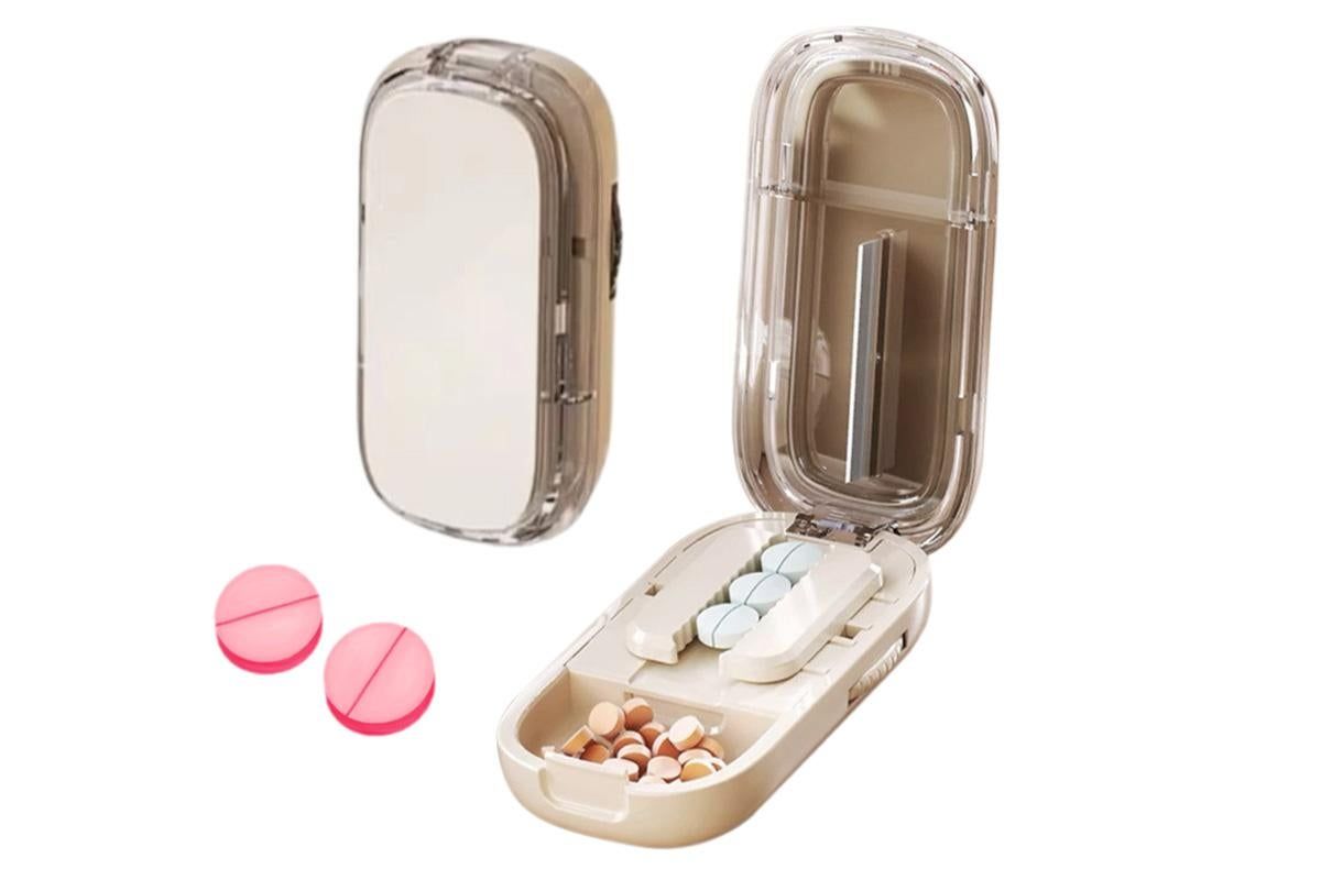 Pill Cutter Pill Splitter for Small and Tiny Pills 1/2 Adjustable Pill Organizer - Beige 1/2 Pill Cutter - Image 2