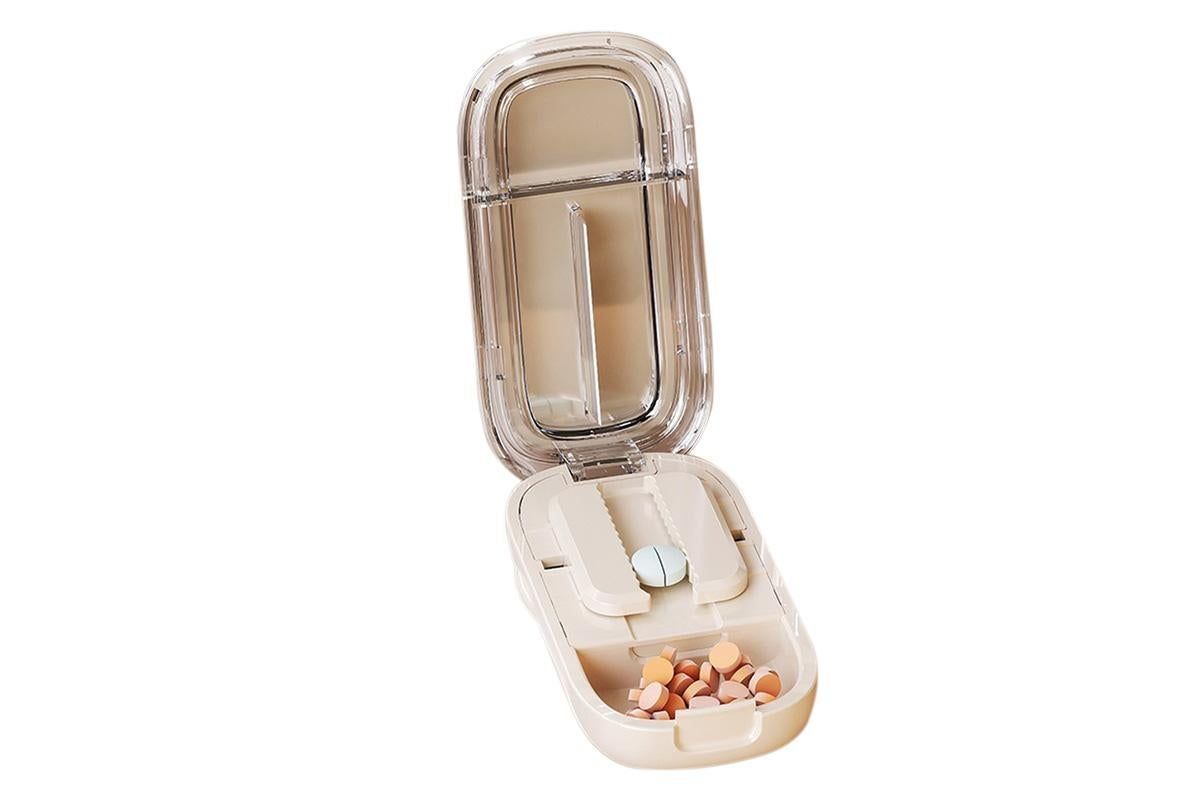 Pill Cutter Pill Splitter for Small and Tiny Pills 1/2 Adjustable Pill Organizer - Beige 1/2 Pill Cutter - Image 4