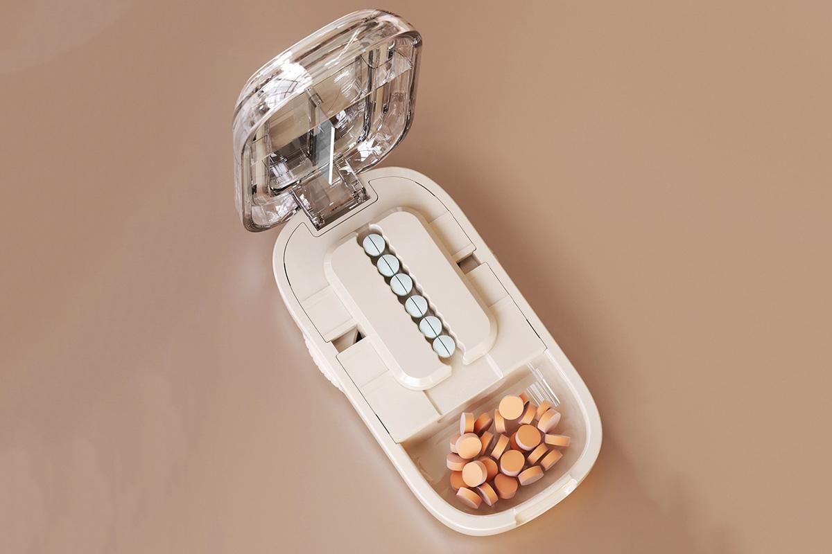 Pill Cutter Pill Splitter for Small and Tiny Pills 1/2 Adjustable Pill Organizer - Beige 1/2 Pill Cutter - Image 5