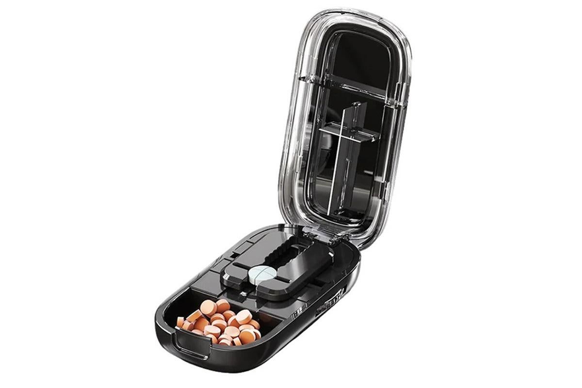 Pill Cutter Pill Splitter for Small and Tiny Pills 1/2 Adjustable Pill Organizer - Black 1/2 and 1/4 Pill Cutter - Image 2
