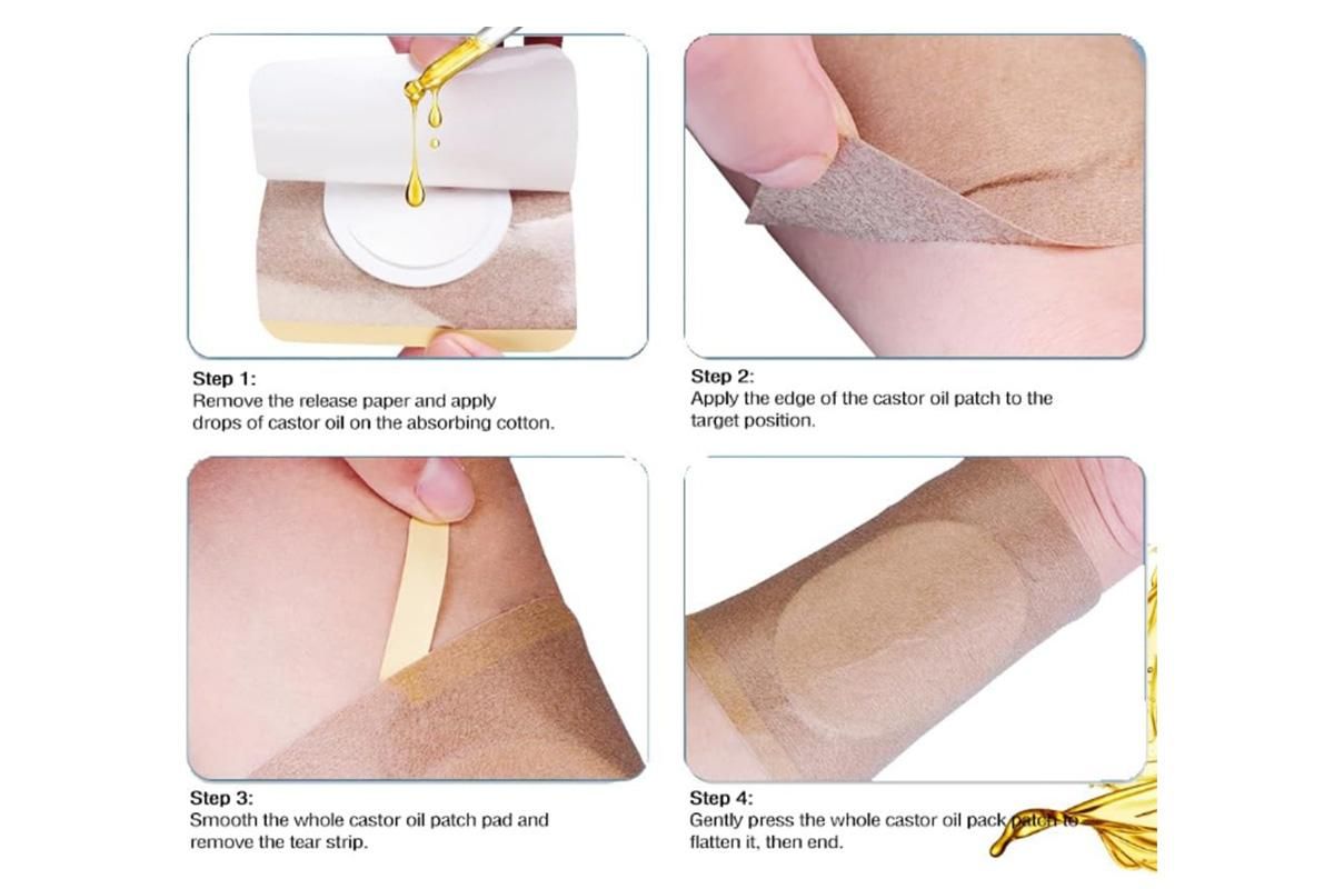 100PCS Disposable Castor Oil Patches Self-Adhesive Castor Oil Pack Belly Wrap for Waist Back Neck Arm - Image 4