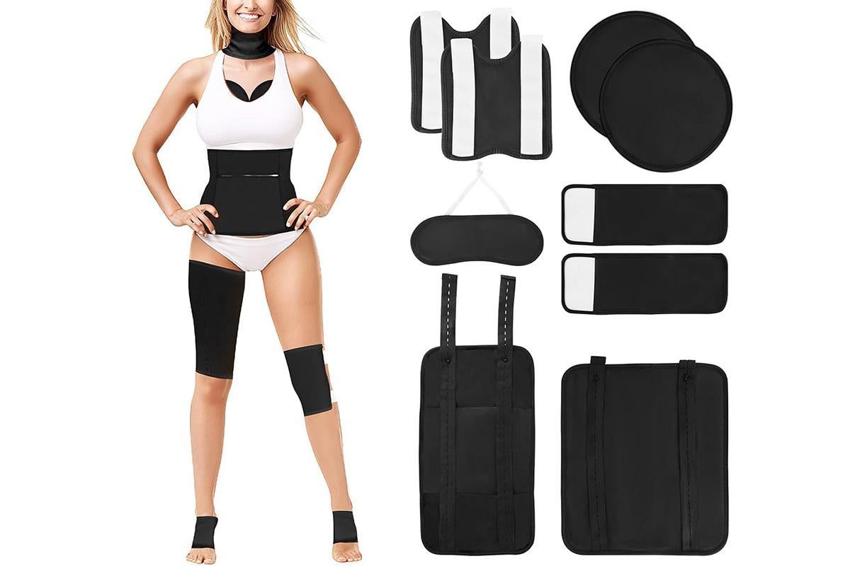 9Pcs Castor Oil Pack Kit Compress Reusable Wrap Belt Inflammation Toxin Remover Set -Black - Image 1