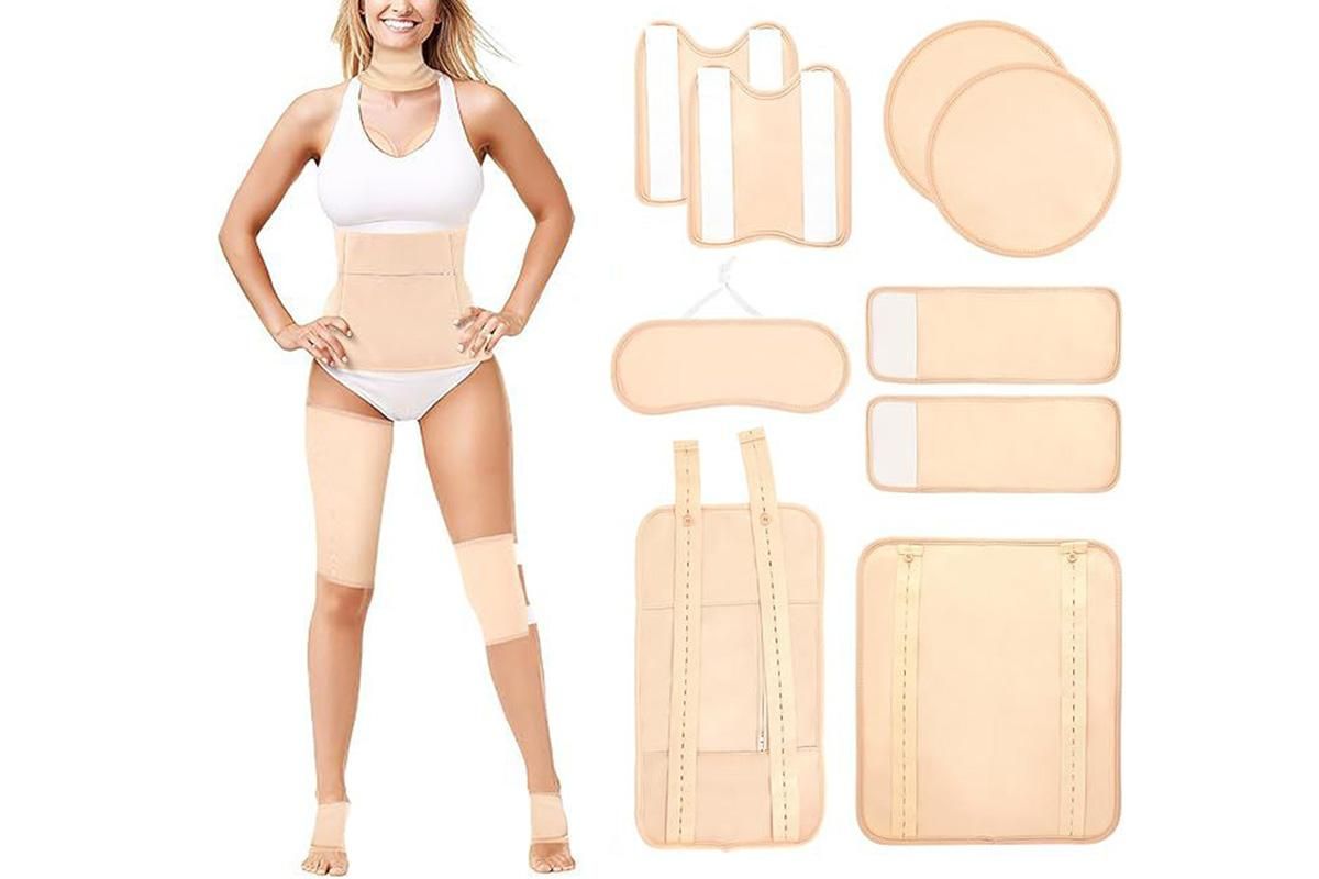 9Pcs Castor Oil Pack Kit Compress Reusable Wrap Belt Inflammation Toxin Remover Set -Nude - Image 1