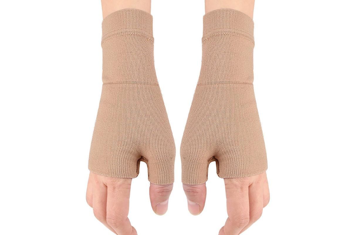 1Pair Wrist Brace Glove Sport Wrist Support for Fitness Weightlifting Skin Tone - L - Image 3