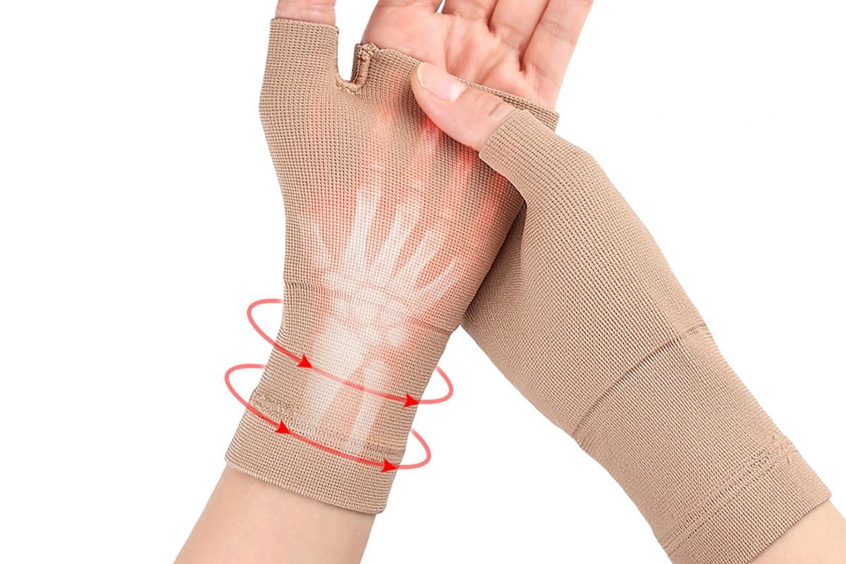 1Pair Wrist Brace Glove Sport Wrist Support for Fitness Weightlifting Skin Tone - L - Image 4